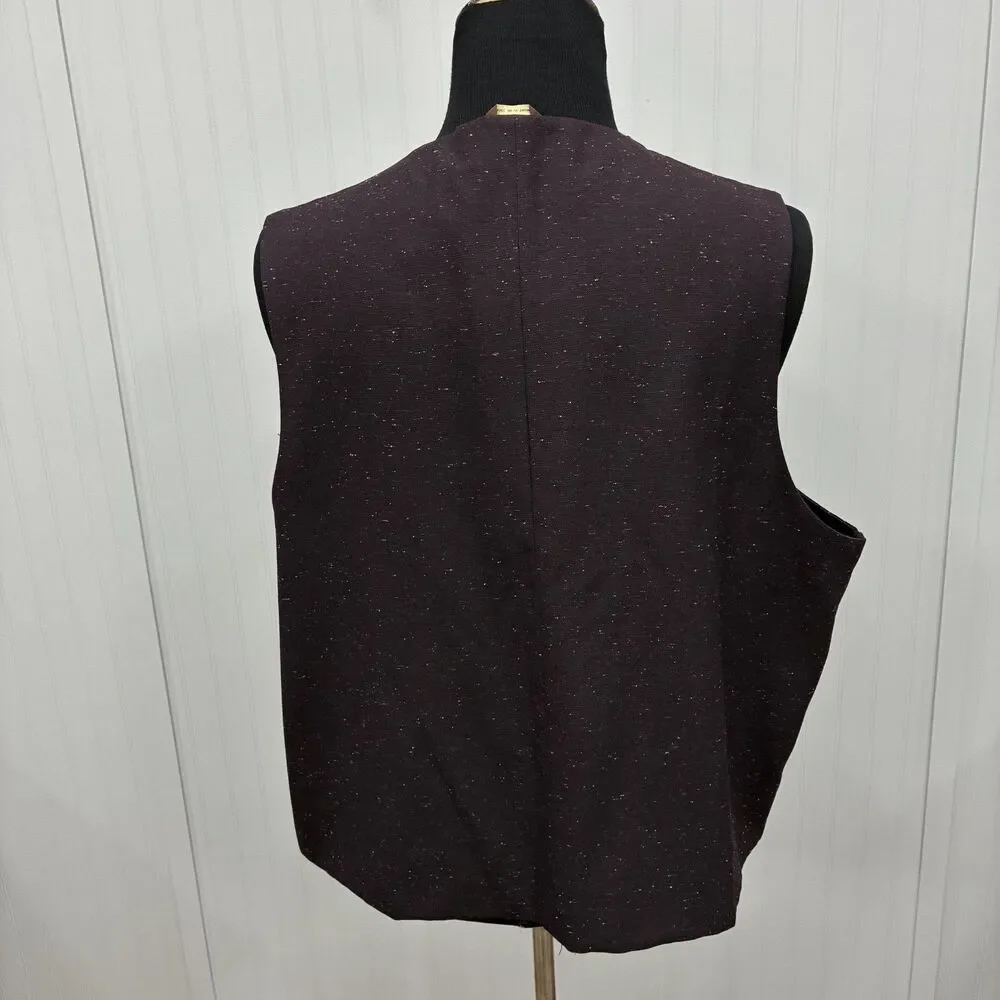 Oak Hill Men's 2XL Purple Solid / Plaid Reversible Button-Front Vest Waistcoat
